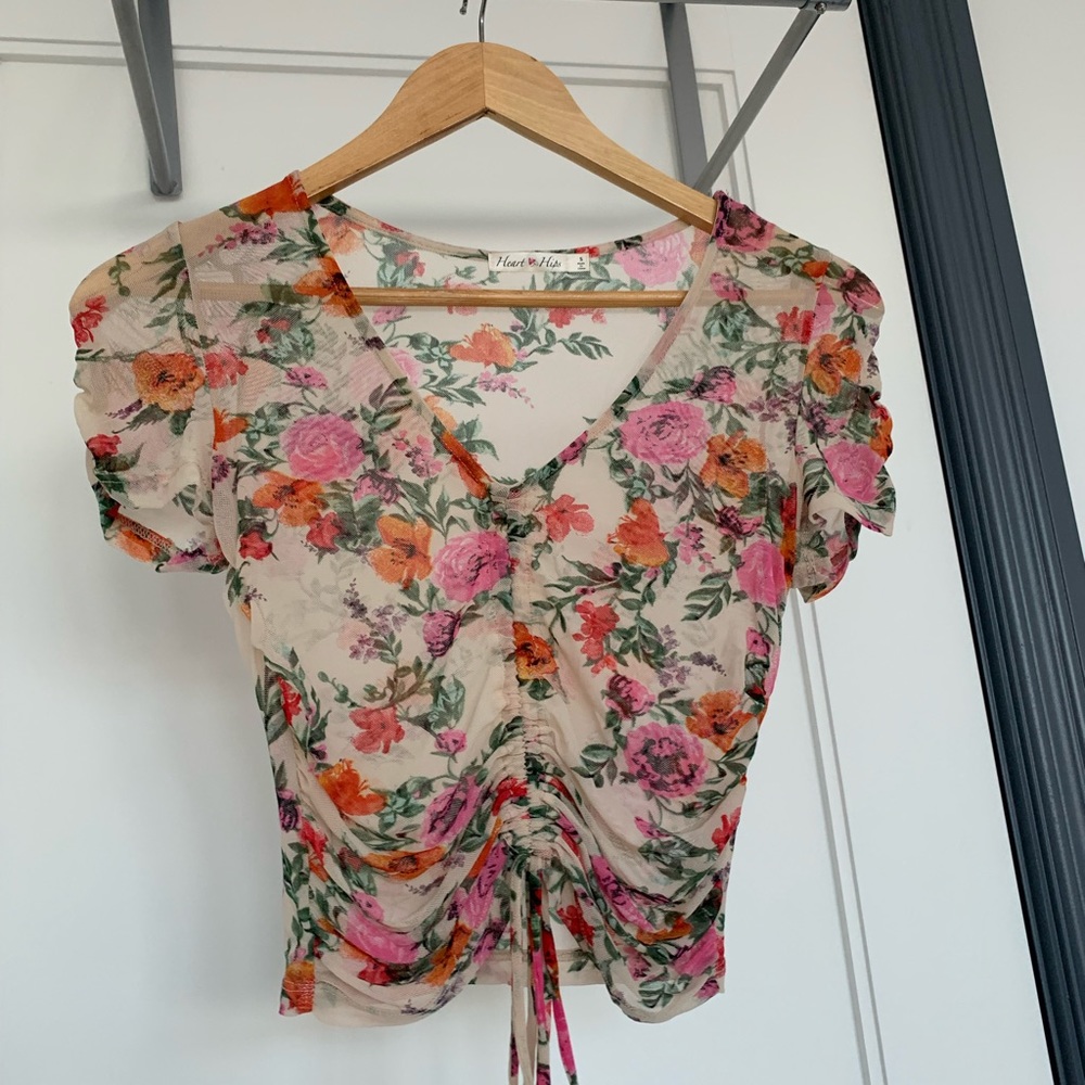 Floral mesh crop top